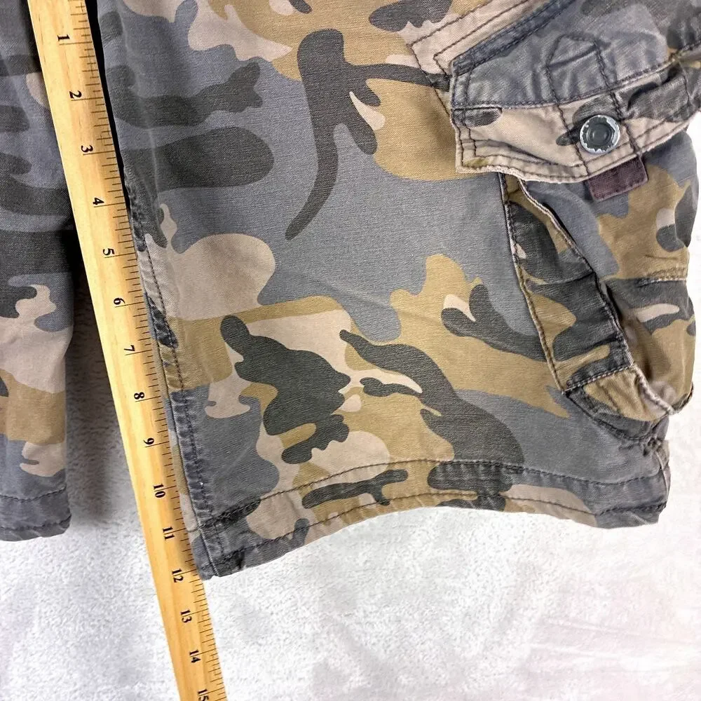 VTG Jet Lag Shorts Mens 38 Brown Camo Distressed Baggy Military Grunge Skate Y2K